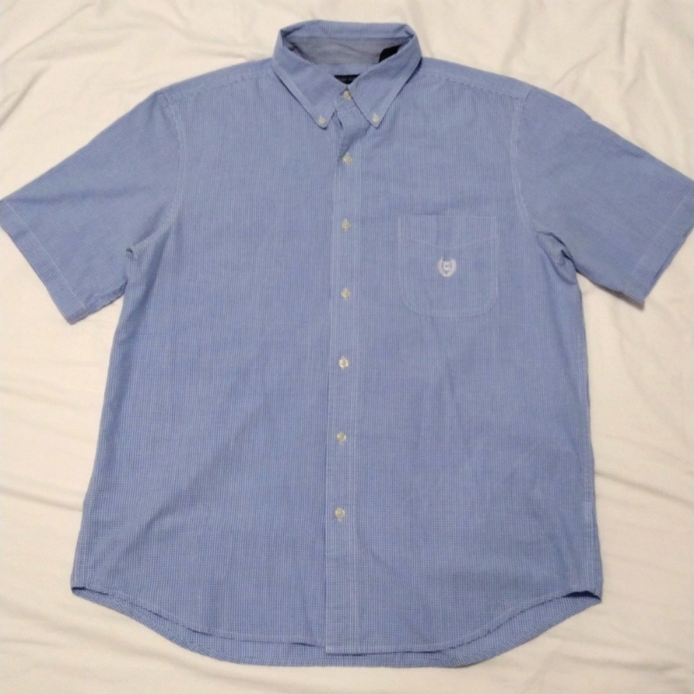 Chap's Men's Large Easy Care Short Sleeve Button Up Shirt